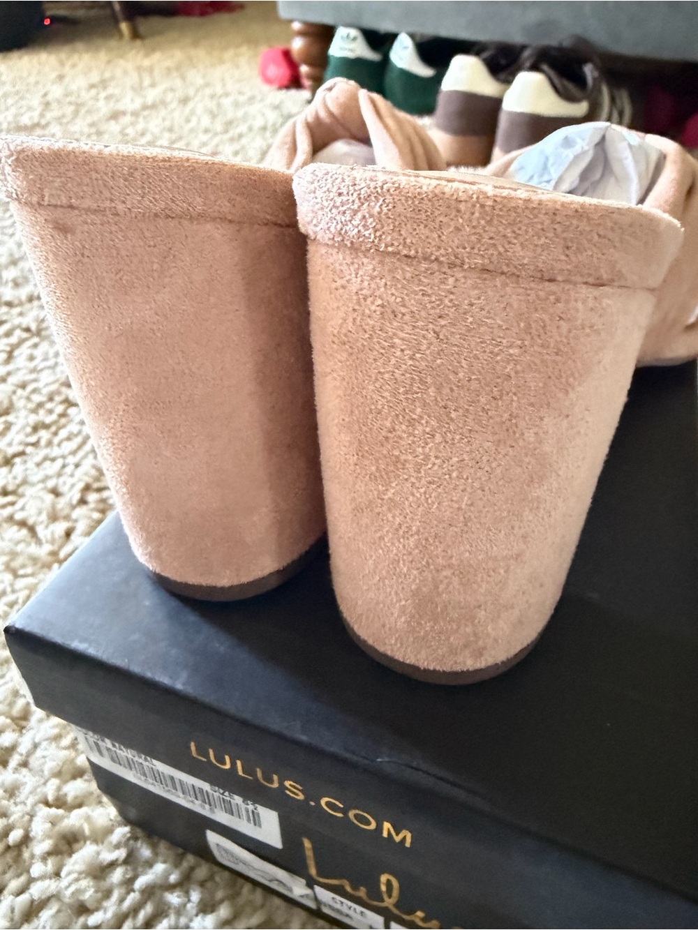 NEW Lulus Jenissa Natural Suede Knotted Block Heels Women’s 8.5 - Picture 4 of 5